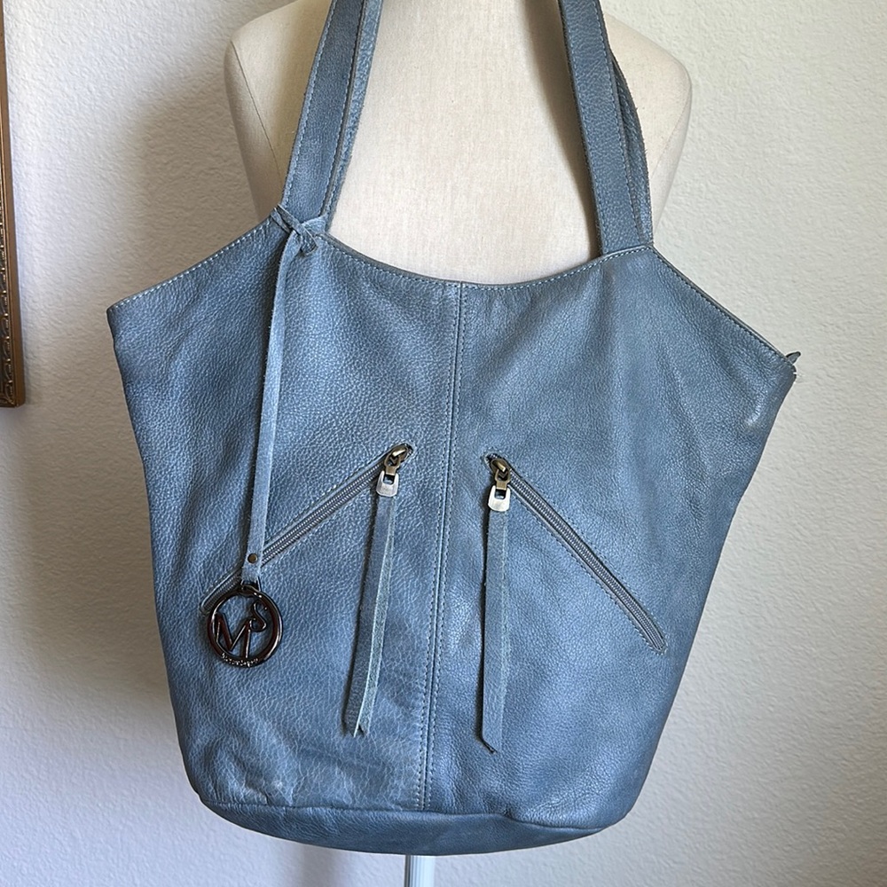 Merav Segev blue genuine leather shoulder bag